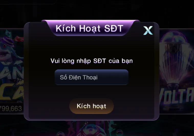 Kích hoạt tài khoản bằng số điện thoại cổng game 789Club.