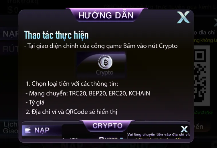 Hướng dẫn thao tác nạp tiền qua ví điện tử.