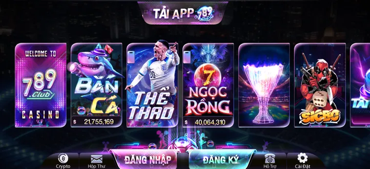 Sảnh game 789Club đa dạng hình thức thể loại thu hút người chơi.